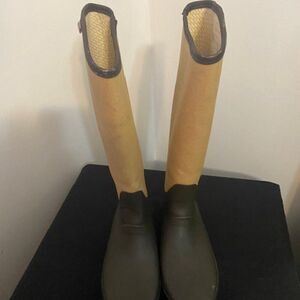 Hunter Flax Tweed Brown/Tan Rain boots, size 10